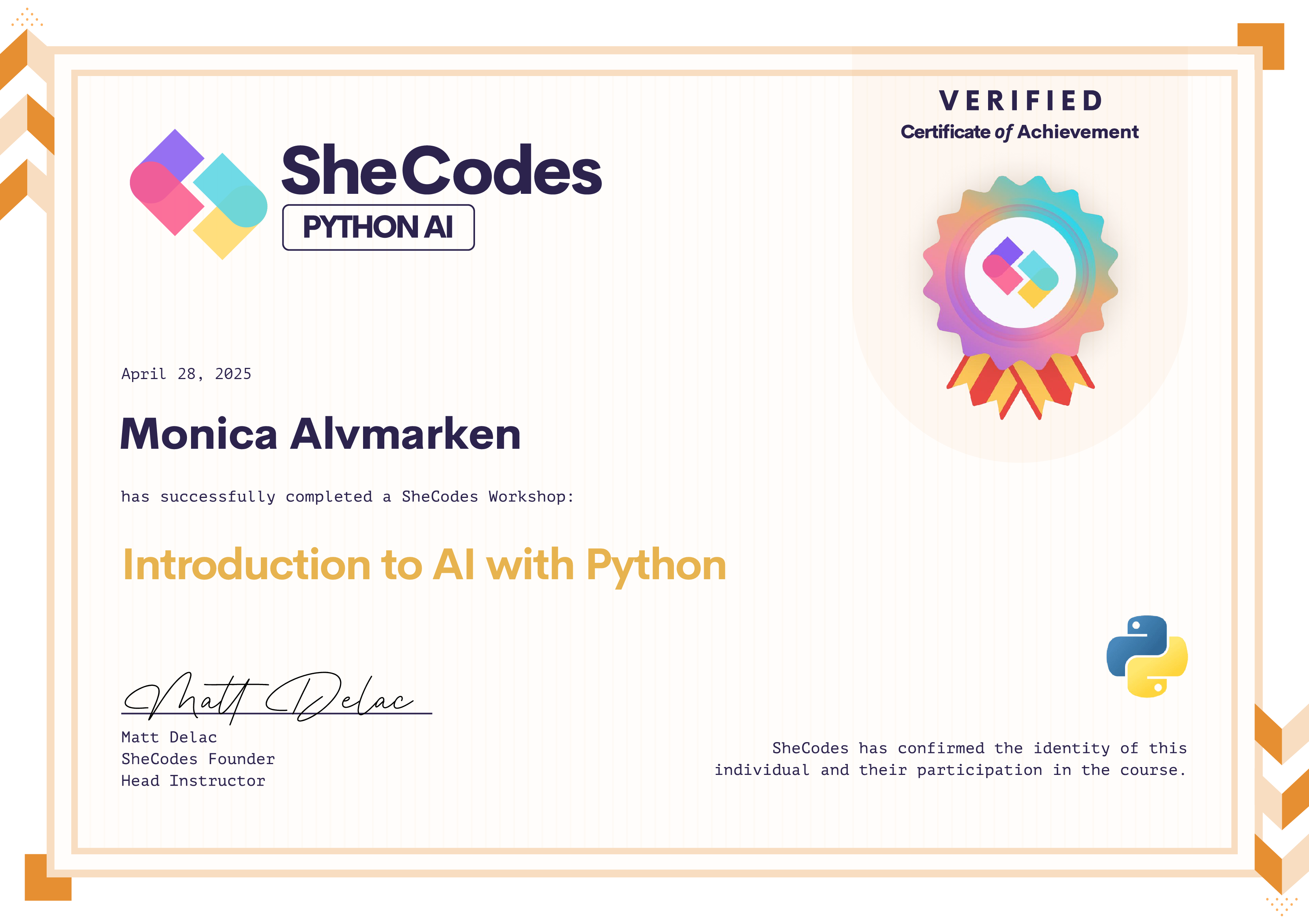 My Python AI Certificate